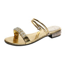 Woman Low Heel Rhinestone Sandals, Shoe Size:37(Gold)