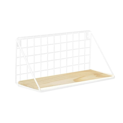 Punch-free Wooden Shelf Wall Living Room Bedroom Storage Cabinet Rack Without Trace Nail, Size:L(White)