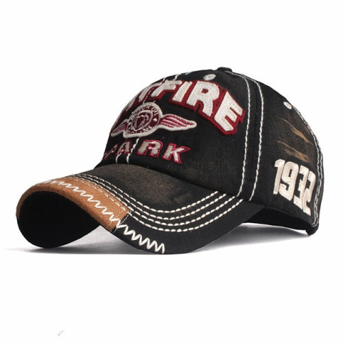 Cotton Embroidered Patch Washable Adjustable Baseball Cap(Black)