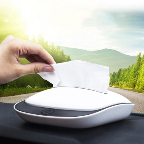 Tissue box + Aromatherapy Trough + Stop Sign Multi-function Car Hanging Drawer(White)