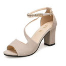 Sexy Fish Mouth Hollow Roman Women Sandals, Size:39(Beige)