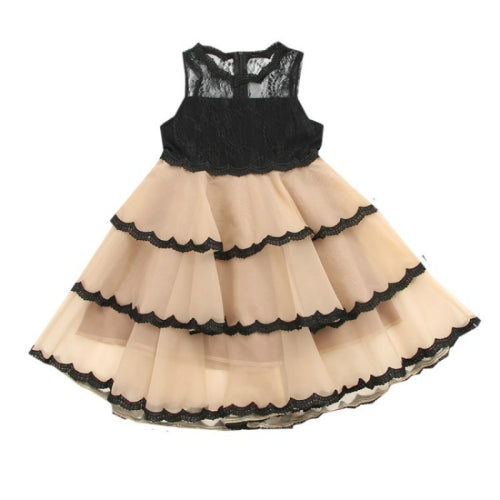 Summer Girls Sleeveless Lace Tutu Dress, Kid Size:120cm(Light Brown)