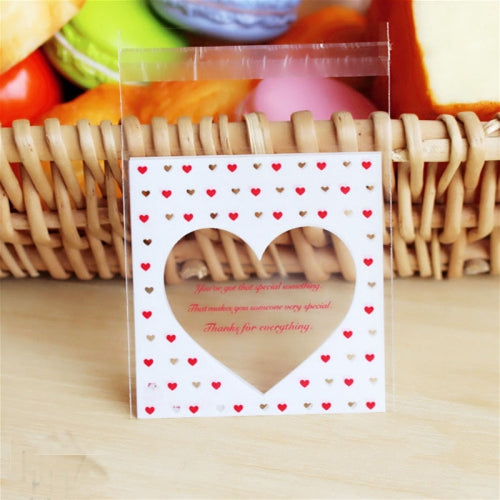 100 PCS Love Gift Packaging Valentines Day Baking Bag(Hollow Big Love)