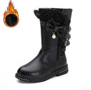 Winter Children High Bow Tie Skirt Boots, Size:38, Color:Black Thick Cotton