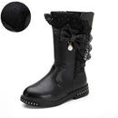 Winter Children High Bow Tie Skirt Boots, Size:28, Color:Black Thin Cotton