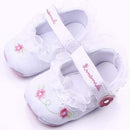 Newborn Baby Girl Shoes Lovely Sweet Floral Print Sneaker Anti-slip Comfortable Soft Sole Shoes(White)