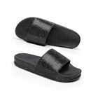 Rhinestone Women Slippers Bling Beach Slides, Size:36(Black)