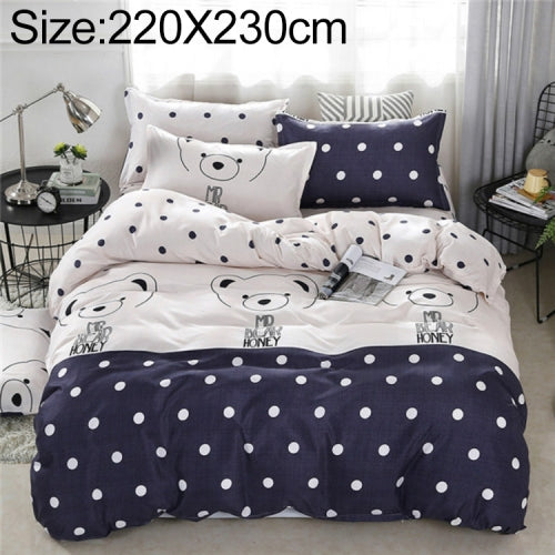 Printing Textile Bedding Set Include Cover + Sheets + Pillowcases Cover, Size:For 2.2m bed (4 PCS)150x200CM(White Points)