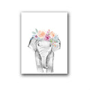 Children Room Decoration Painting Cute Animal Head with Flower Frameless Painting Core, Size:20x30cm(Elephant)
