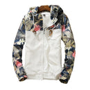 Floral Bomber Jacket Men Hip Hop Slim Fit Flowers Pilot Bomber Jacket Coat Men's Hooded Jackets, Size: 4XL(White)