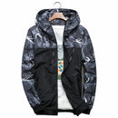 Men Bomber Jacket Thin Slim Long Sleeve Camouflage Military Jackets Hooded, Size: XXL(Gray)
