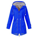 Women Waterproof Rain Jacket Hooded Raincoat, Size:S(Blue)