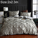 Washed Silk Flower Quilt Cover Bed Linings, Size:2.0x2.3m Three Piece Set(Silver Grey)