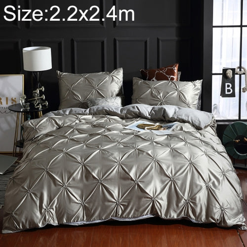 Washed Silk Flower Quilt Cover Bed Linings, Size:2.2x2.4m Three Piece Set(Silver Grey)