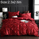 Washed Silk Flower Quilt Cover Bed Linings, Size:2.3x2.6m Three Piece Set(Red Wine)