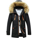 Long Section Cotton Suit Men Plus Velvet Thick Warm Jacket Large Fur Collar Coat Lovers Jacket, Size:XXL(Black)
