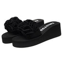 Non-slip Thick Bottom Handmade Flower Slippers, Size:41(Black)
