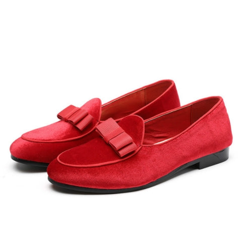 Male Peas Shoes Personalized Suede Bow Tide Shoes, Size:38(Red)