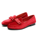 Male Peas Shoes Personalized Suede Bow Tide Shoes, Size:48(Red)