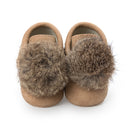 Toddler Baby Girl Shoes Pompon Ball First Walkers Shoes Soft Sole Crib Newborn PU Anti-Slip Shoes(Khaki)