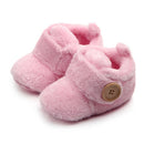 Toddler Baby Shoes Lovely First Walkers Baby Shoes Round Toe Flats Fleece Soft Slippers Shoes(Pink)
