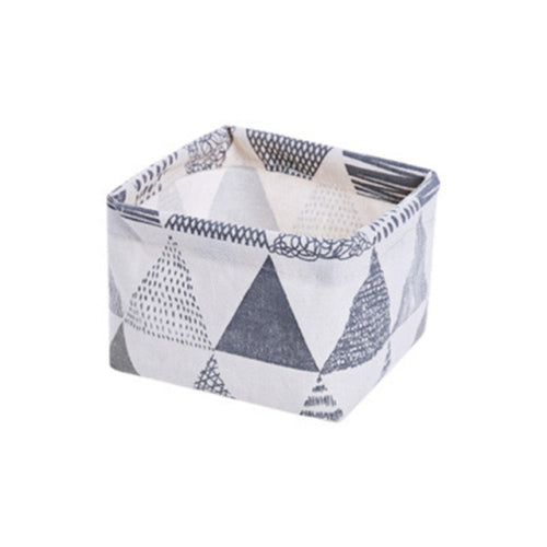 Storage Basket Waterproof Canvas Stationery Toy Cosmetic Jewelry Sundries Organizer Box(Gray Triangle)