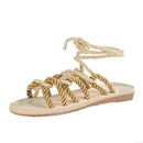 Women Sandals Stagger Hemp Rope Shoes, Size:35(Brown)