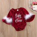 Baby Christmas Style Letter Pattern Long Trumpet Sleeves Jumpsuit Romper, Kid Size: 100cm