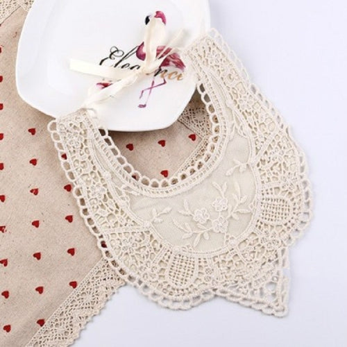 Cotton Lace Female Baby Bib Princess Bib Saliva Towel 360 Degree Rotation Child Fake Collar Decoration, Color:Mesh Lace Apricot