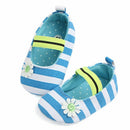 Fashion Summer Cute First Walker Newborn Flower Striped Print Princess Shoes(Blue)