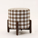 Home Stool Cloth Art Stool Solid Wood Children Sofa Stool(Lattice-Walnut )