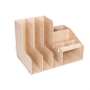 Deli Wooden File Information Shelf Stationery Shelf Bookshelf Creative Office Supplies Desktop Storage File Box, Model:Triple with Pen Holder