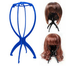 Adjustable Plastic Wig Stand Portable Folding Mannequin Head Stand(Blue)