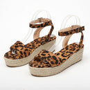 Women Wedge Light Bottom Fish Mouth Sandals, Shoe Size:37(Leopard)