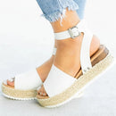 One-button Buckle Platform Women Sandals, Size:44(White)