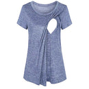 Splicing Short-sleeved Round Neck Maternity Dress Breastfeeding, Size:XL (Purple)