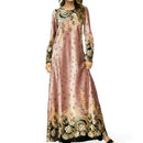 Long-Sleeved Fashion Print Dress, Size:XXXXL(Pink)