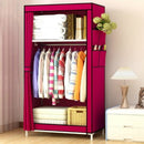Non-woven Fabric Closet Baby Storage Cabinet Folding Steel Single Wardrobe Bedroom Furniture, Size: 70x45x150cm(Wine Red)
