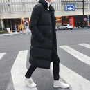 Mens Long Down Jacket Coat Winter Parkas Thick Warm Slim Fit Male Overcoat, Size:XL(Black)