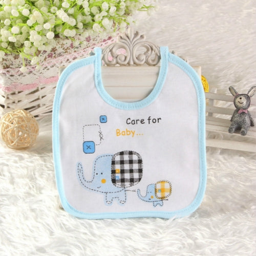 Baby Cotton Bib Elephant Print Baby Saliva Towel Newborn With Soft Water-proof Bib(Light Blue)