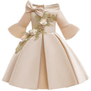 Girls European Style Embroidered Dress Prom Dress, Size:150cm(Champagne)