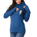 Breastfeeding Pregnant Women Plus Velvet Thickening Hooded Long Sleeve Hidden Ppen Sweater, Size:M(Blue)