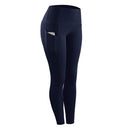 Slim Tight Sportswear Women High Waist Hips Slim Sports Leggings, Size:M(Navy Blue)