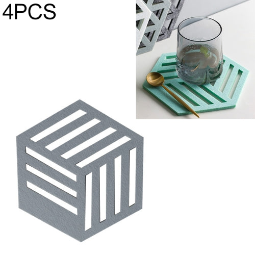 4 PCS Geometry Felt Household Tableware Dish Insulation Mat Cup Absorbent Pad, Color:Gray-blue (bar)