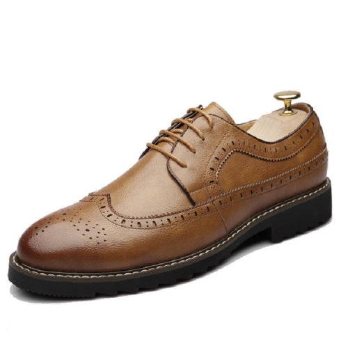British Men Shoes Brogue Shoes Business Formal Shoes, Size:37(Orange)