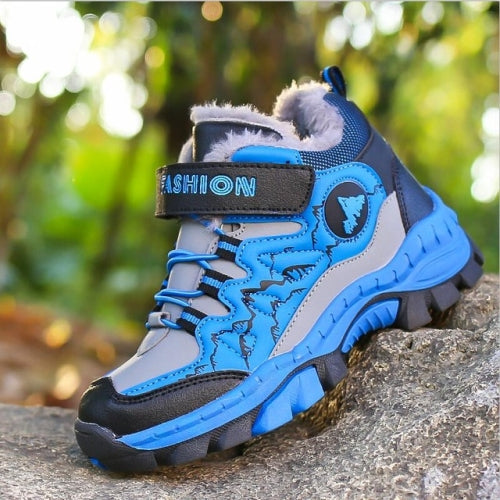 Children Boys Add Cotton And Thick Sneakers, Size:37(Blue)