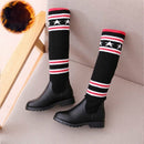 Winter Children Knitted Stretch Knee Socks, Size:27(Black (Cotton Shoes))