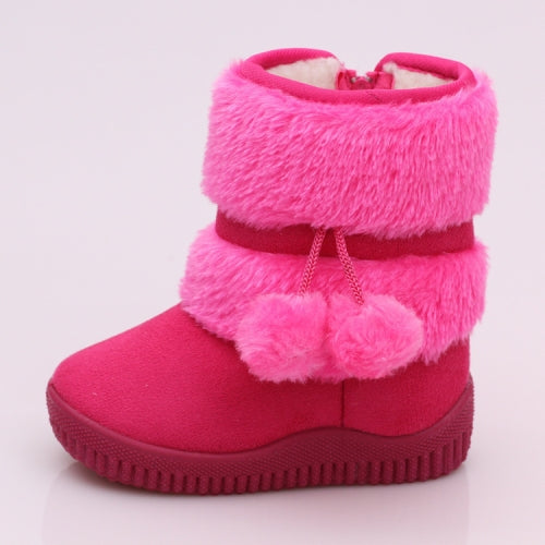 Children Winter Comfort Warm Shoes Thick Snow Boots, Shoe Size:25(Rose Red)