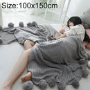 Fluffy Ball Knit Blanket Air Conditioner Sofa Ball Blanket, Size:100x150cm(Grey)