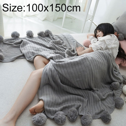 Fluffy Ball Knit Blanket Air Conditioner Sofa Ball Blanket, Size:100x150cm(Grey)